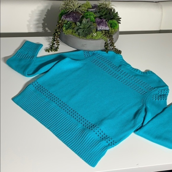 C Wonder Fancy Stitch Aqua Sweater Crewneck Medium women’s pullover top - Picture 8 of 10